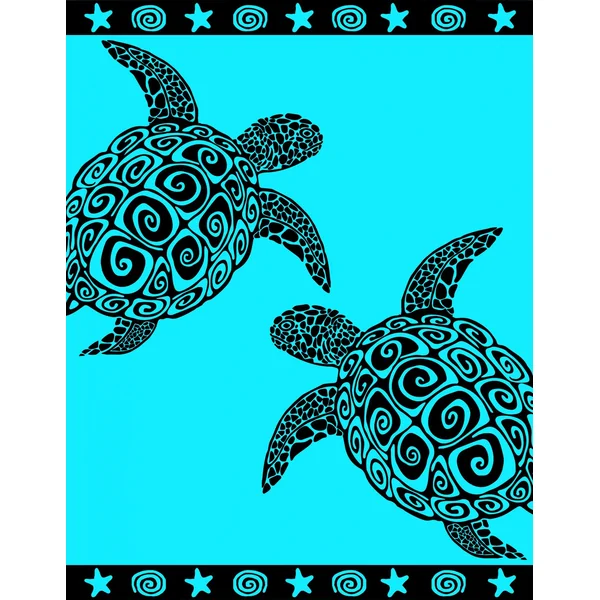 Serviette XXL turquoise Turtles bleu