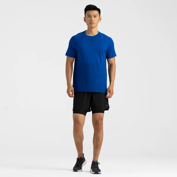Short 2 en 1 de running Homme - KIPRUN Run 500 Confort Noir