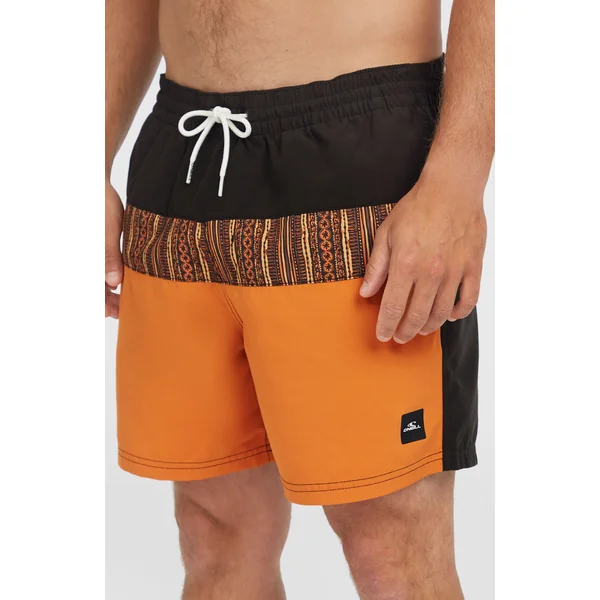 Short de bain Cali Block15'' | Orange Pressed Lines