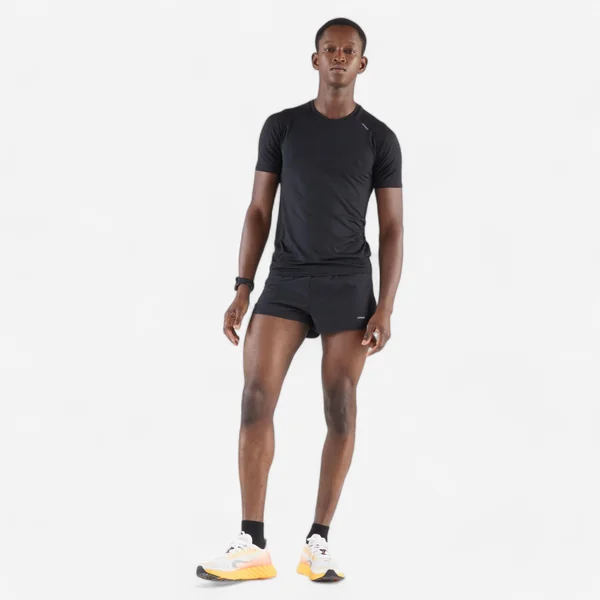 Short de running homme - Kiprun run 500 confort split noir