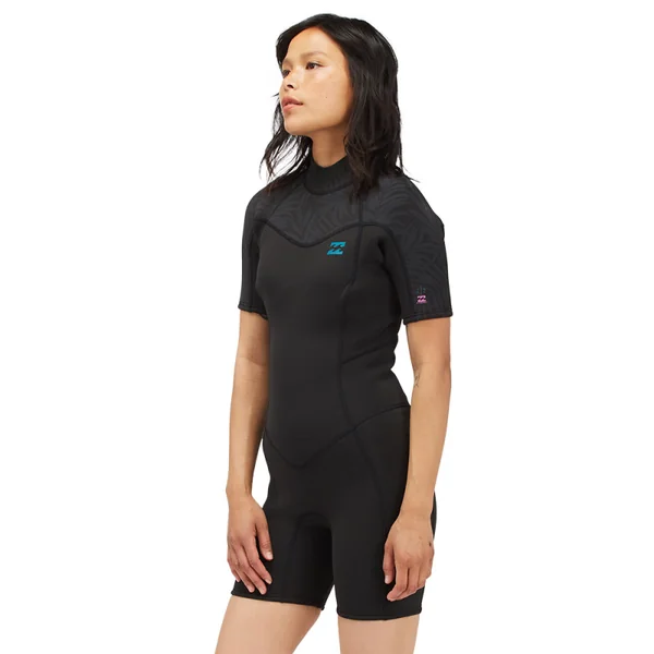 Shorty femme billabong synergy 2/2 backzip manches courtes noir