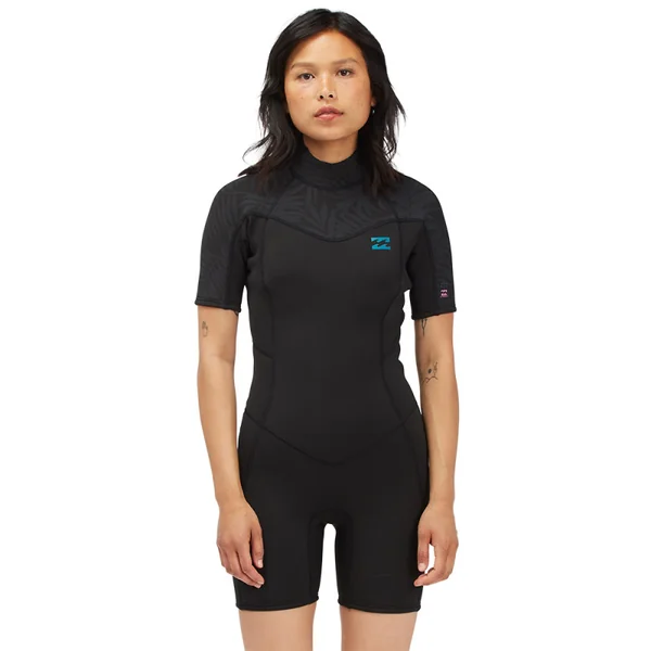 Shorty femme billabong synergy 2/2 backzip manches courtes noir
