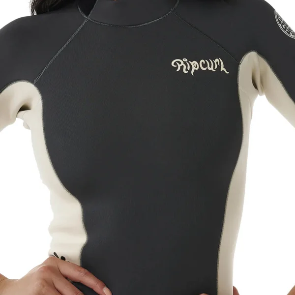 SHORTY FEMME RIP CURL DAWN PATROL 2/2 MANCHES COURTES BACKZIP MARRON