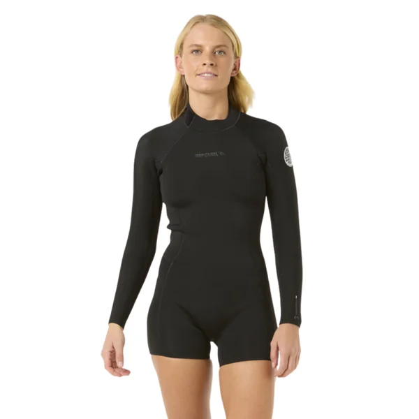 Shorty Néoprène Femme RIP CURL DAWN PATROL LS 2/2mm Back Zip Noir