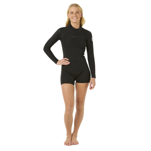 Shorty Néoprène Femme RIP CURL DAWN PATROL LS 2/2mm Back Zip Noir