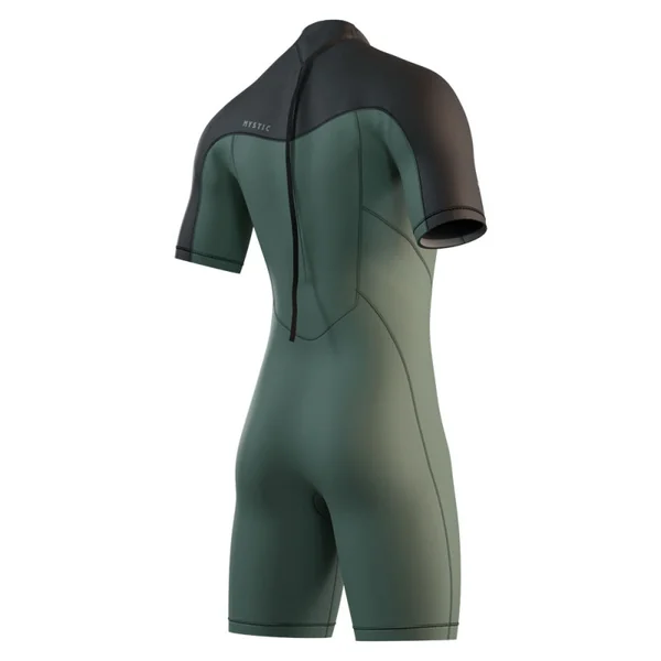 Shorty Néoprène MYSTIC BRAND Flatlock 3/2 SS Back Zip Olive