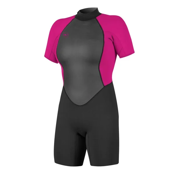 Shorty oneill reactor 2/2 backzip manches courtes femme rose-noir