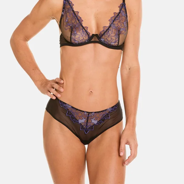 Shorty tanga noir/violet Amants Pomm Poire