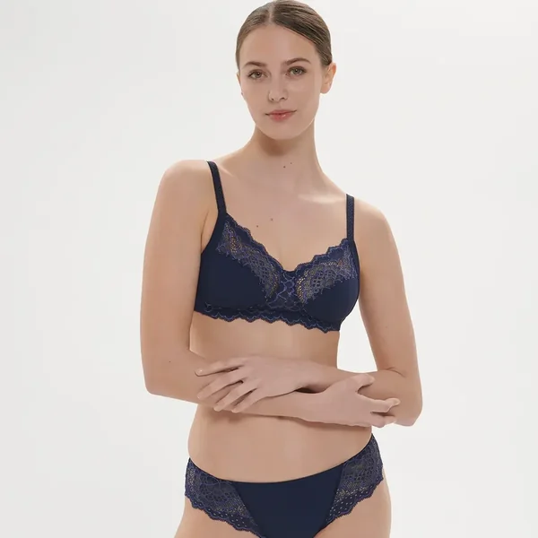 Slip empiècement dentelle bleu Simone Pérèle