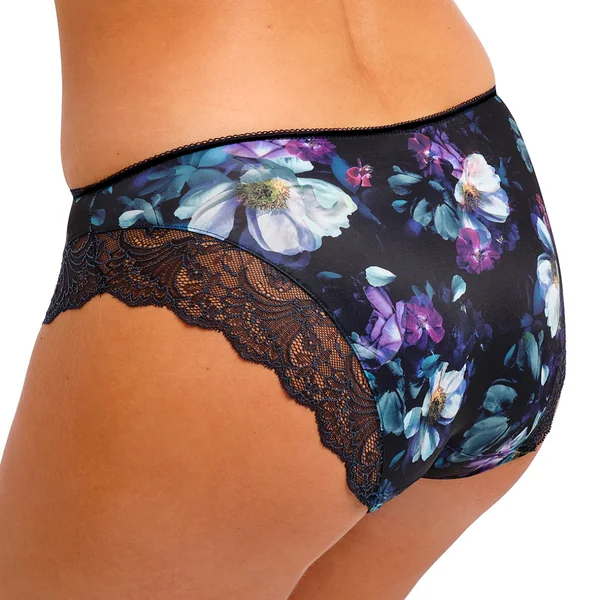 Slip noir à motifs fleuris Fantasie