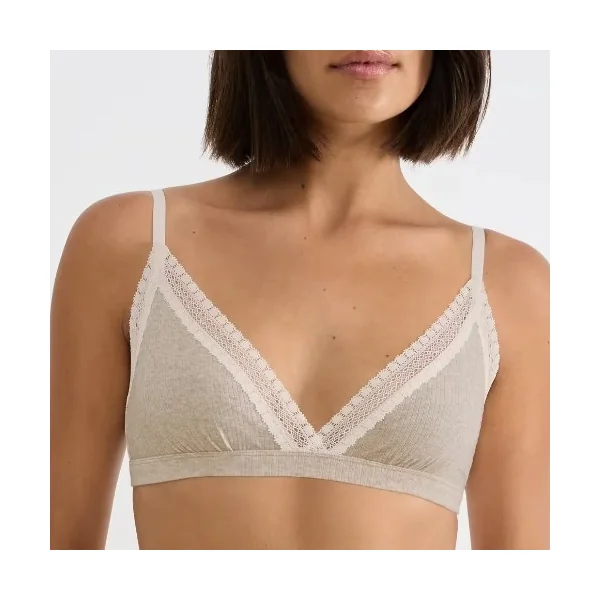 Sloggi GO Ribbed gris soutien-gorge sans armatures en dentelle