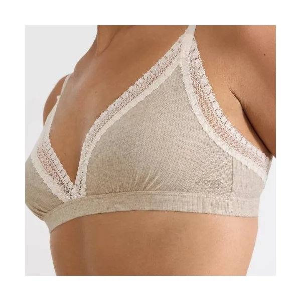Sloggi GO Ribbed gris soutien-gorge sans armatures en dentelle