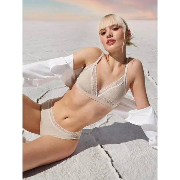 Sloggi GO Ribbed gris soutien-gorge sans armatures en dentelle