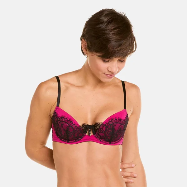 Soutien-gorge ampliforme coque moulée noir/fuchsia Dragon Pomm Poire