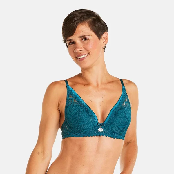 Soutien-gorge ampliforme coque moulée turquoise Sarong bleu Pomm Poire