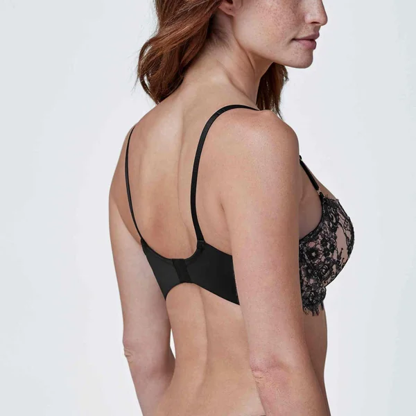 Soutien-gorge balconnet armatures motif floral Noir - Entice