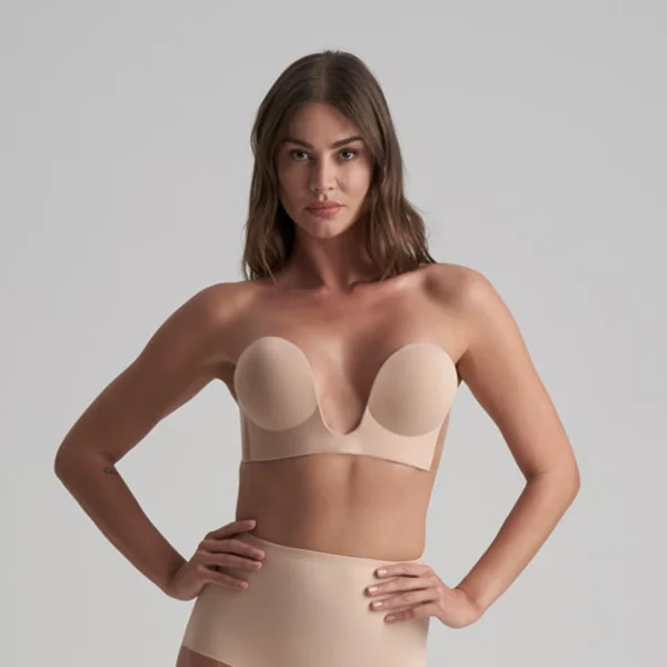 Soutien-gorge bandeau adhésif dos nu et décolleté plongeant