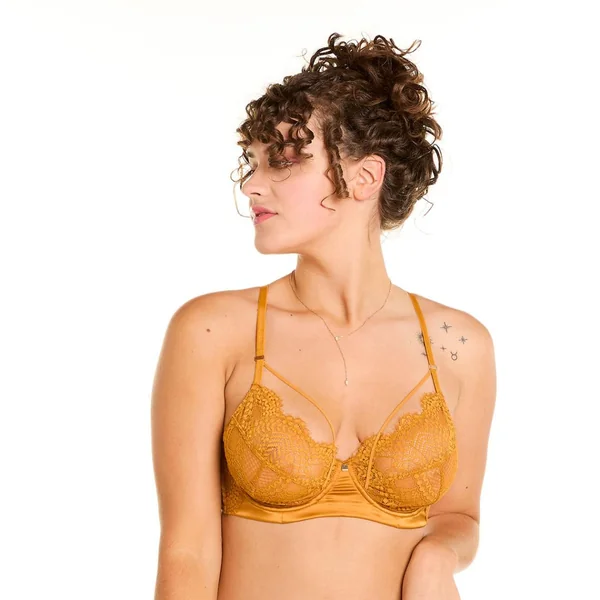 Soutien-gorge corbeille moutarde Effrontée jaune Camille Cerf x Pomm Poire