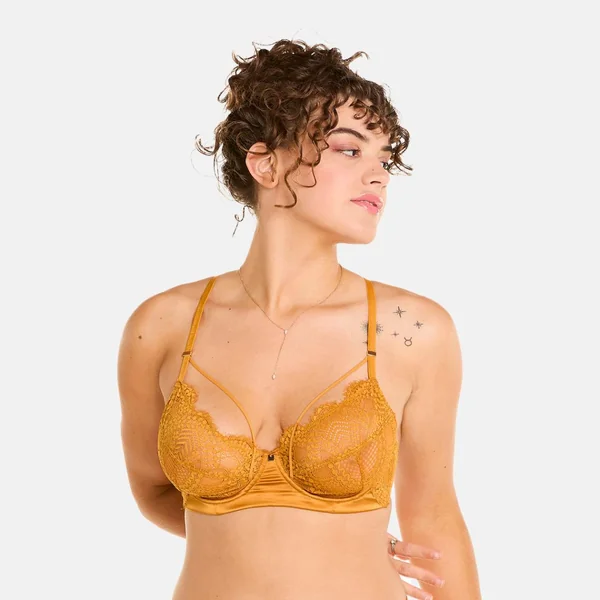 Soutien-gorge corbeille moutarde Effrontée jaune Camille Cerf x Pomm Poire