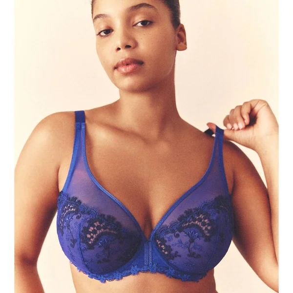 Soutien-gorge emboitant décolleté plongeant bleu Simone Pérèle
