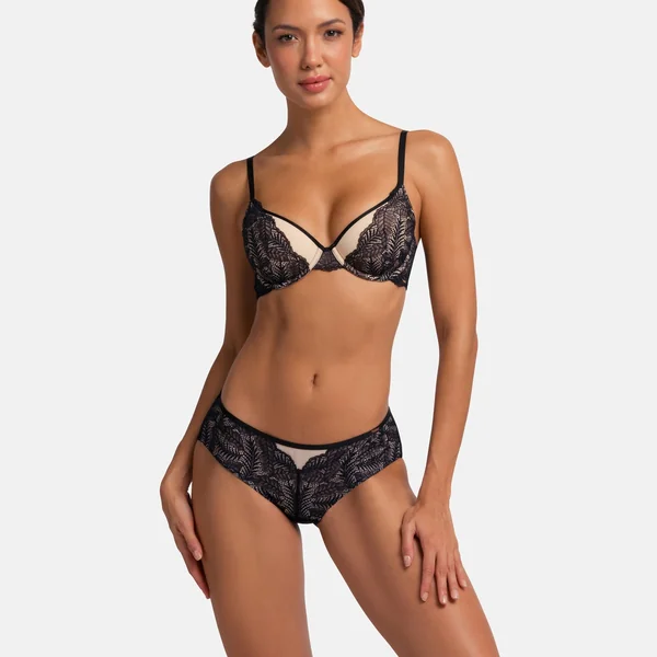 Soutien-gorge légèrement rembourré Noir et beige Dorina