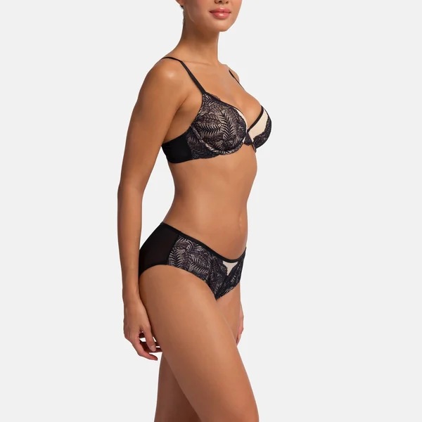 Soutien-gorge légèrement rembourré Noir et beige Dorina