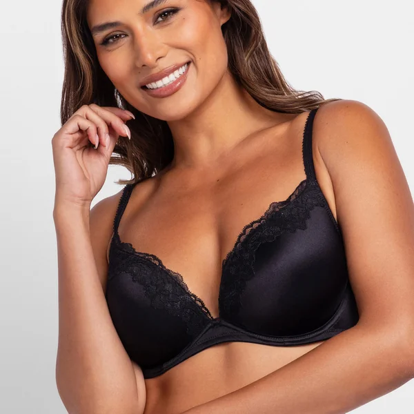 Soutien-Gorge Plongeant Push up Noir Dorina