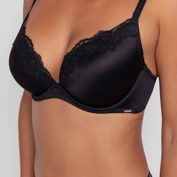 Soutien-Gorge Plongeant Push up Noir Dorina