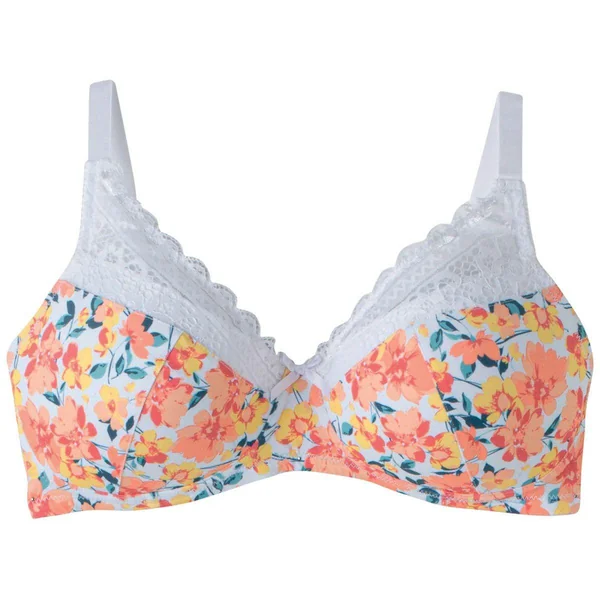 Soutien-gorge sans armatures coque souple blanc/orange Elena