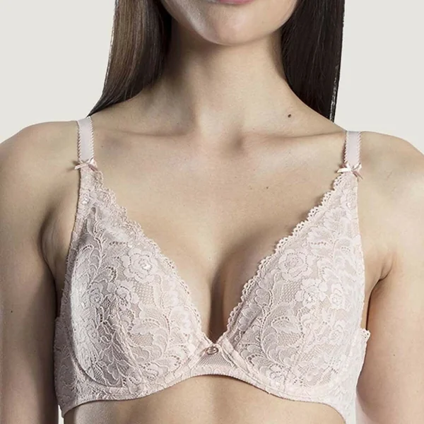 Soutien-gorge triangle plongeant beige