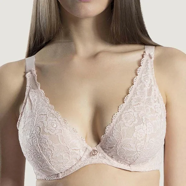 Soutien-gorge triangle plongeant beige