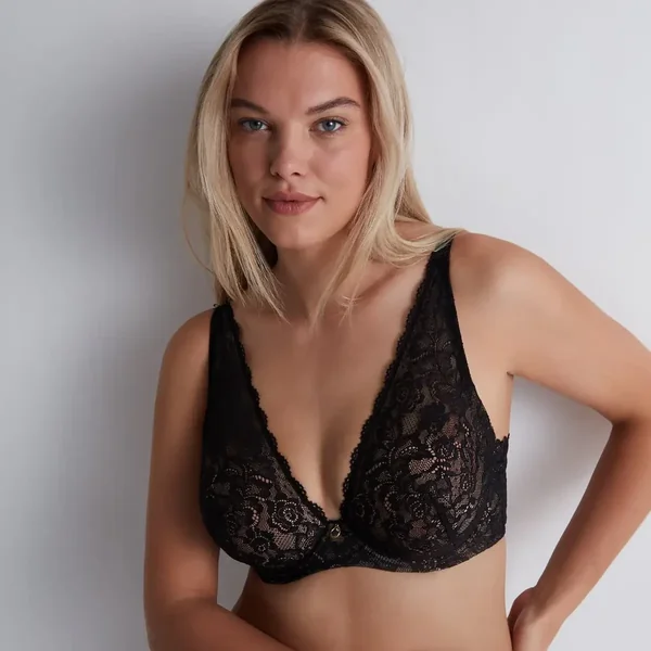 Soutien-gorge triangle plongeant noir