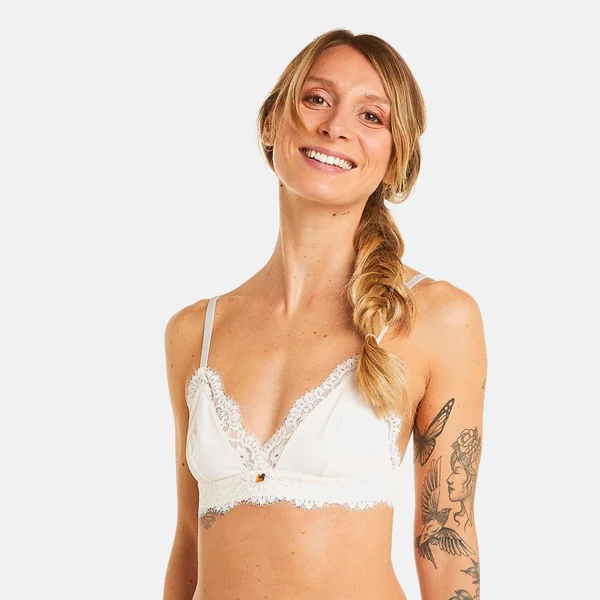 Soutien-gorge triangle sans armatures ivoire Camille Cerf x Pomm Poire
