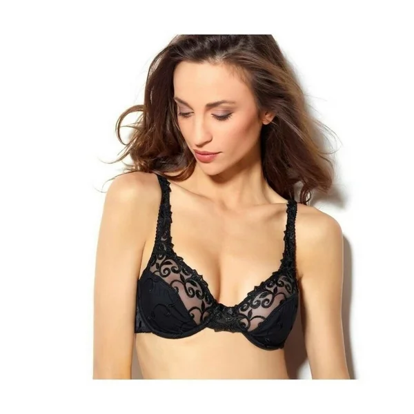 Soutien-gorge à armatures bonnet C, D et E blanc Duchesse POMM'POIRE - Noir