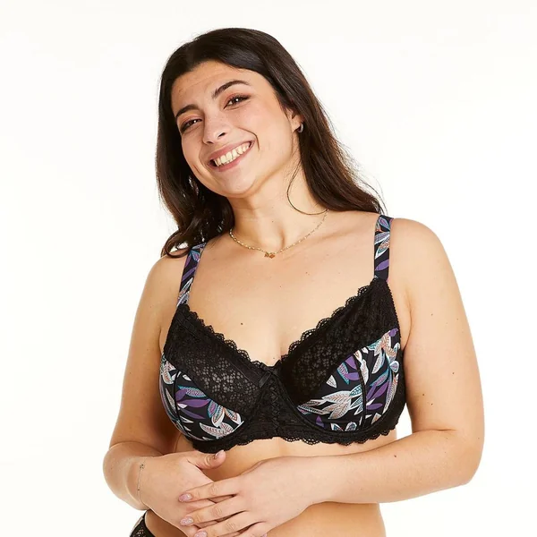 Soutien-gorge à armatures grand maintien noir/parme Elisa Pomm Poire