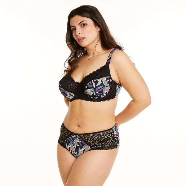 Soutien-gorge à armatures grand maintien noir/parme Elisa Pomm Poire