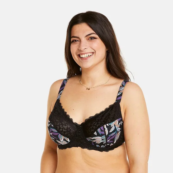 Soutien-gorge à armatures grand maintien noir/parme Elisa Pomm Poire