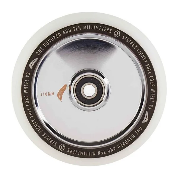 Striker Lighty Full Noyau V3 Blanc Roue Trottinette Freestyle Chrome 110mm