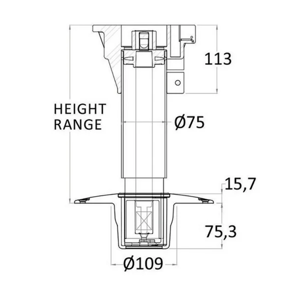 Support de siege waverider 520 mm – 650 mm base aluminium