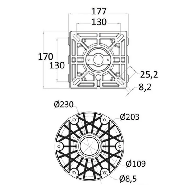 Support de siege waverider 520 mm – 650 mm base aluminium