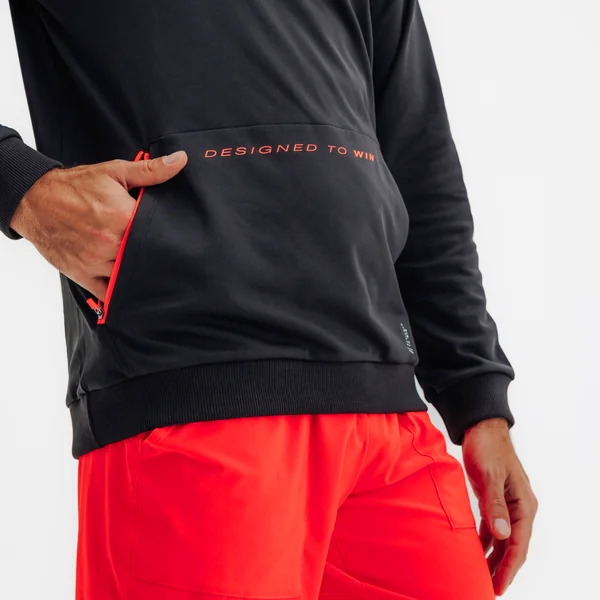 Sweat de padel technique avec capuche homme Kuikma Pro noir rouge