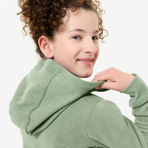 Sweat zippé enfant, vert kaki