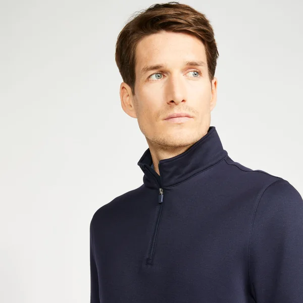 Sweat zippé golf homme, MW500 bleu marine