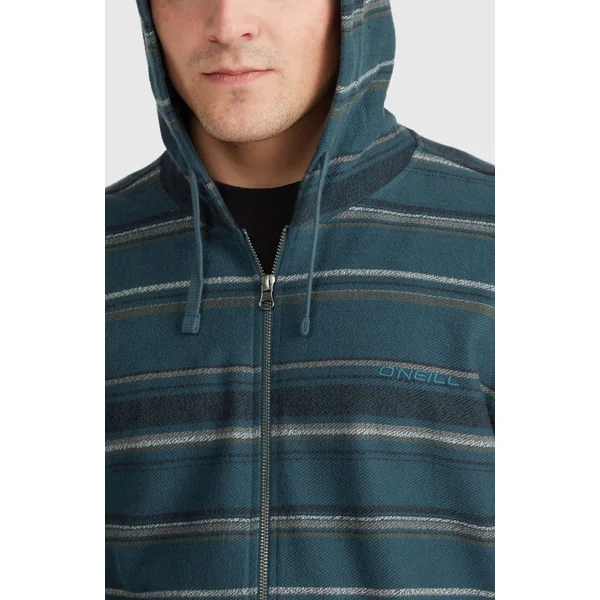 Sweat à capuche Bavaro à zip intégral | Blue Ikat Stripe