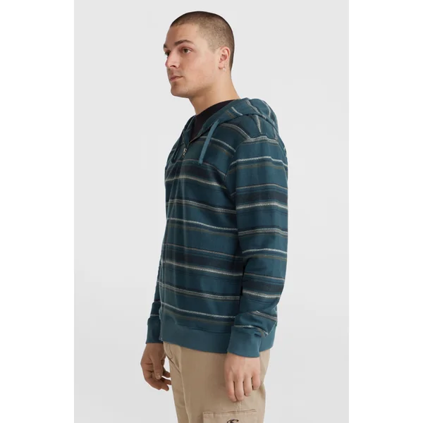 Sweat à capuche Bavaro à zip intégral | Blue Ikat Stripe