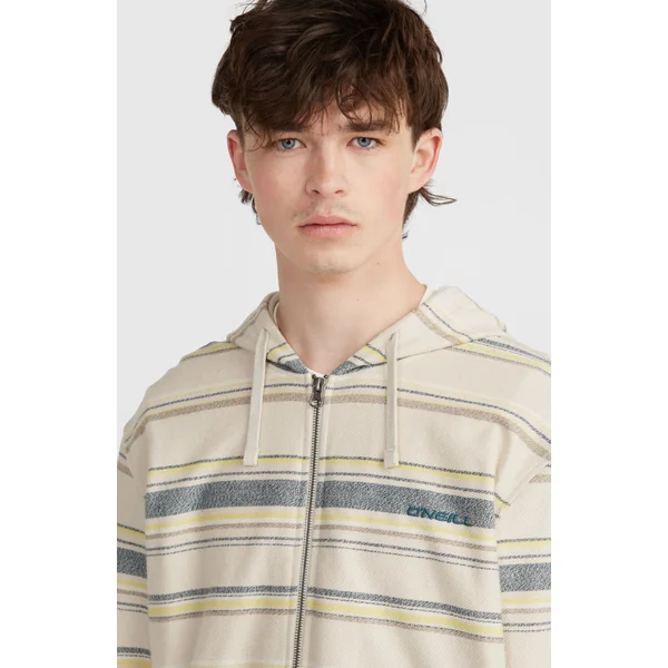 Sweat à capuche Bavaro à zip intégral | Grey Vintage Stripe