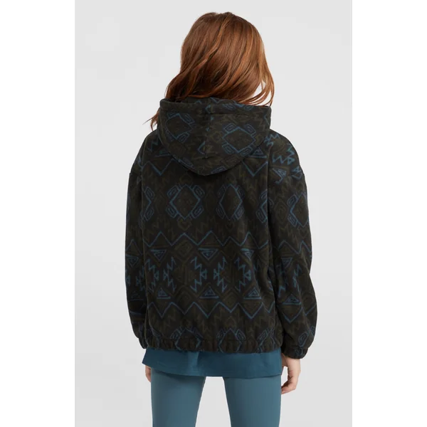 Sweat à capuche et col demi-zip Superfleece | Black Retro Ikat