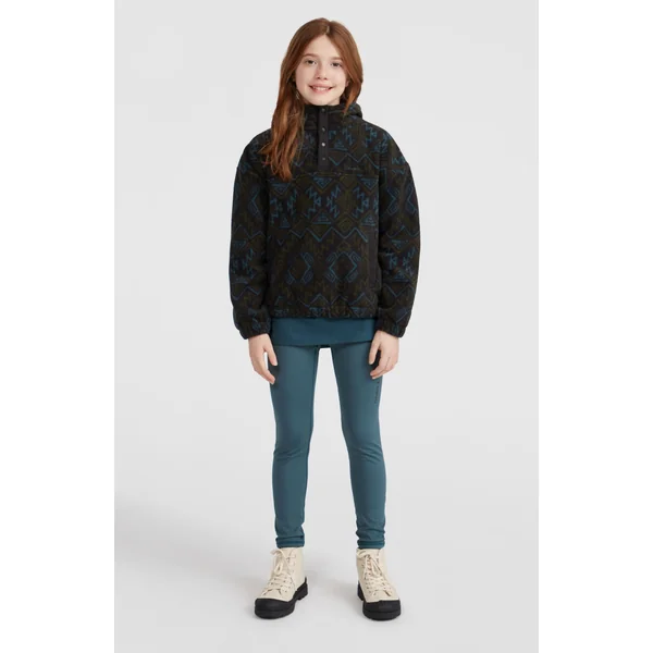 Sweat à capuche et col demi-zip Superfleece | Black Retro Ikat