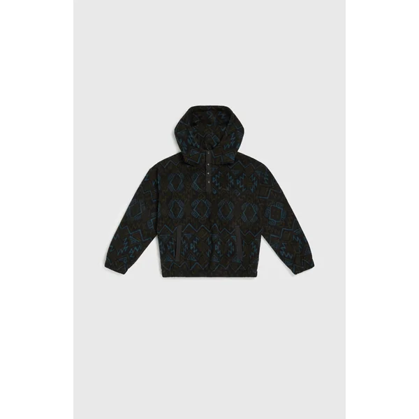 Sweat à capuche et col demi-zip Superfleece | Black Retro Ikat
