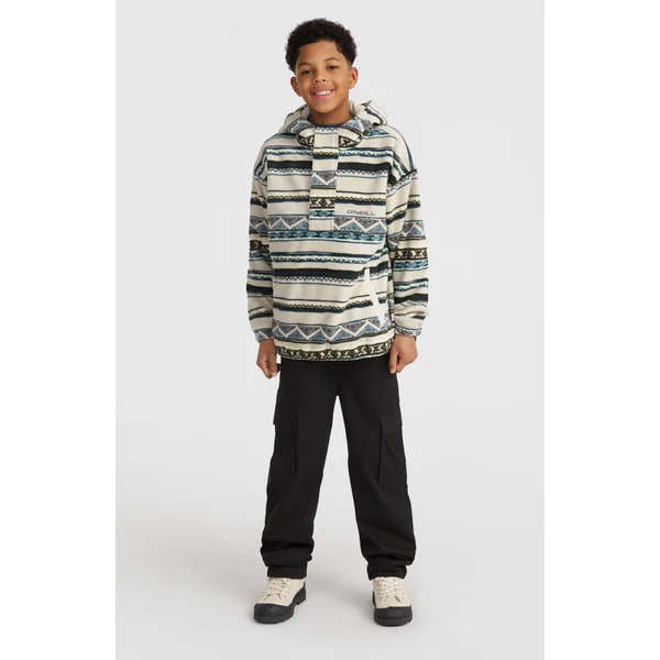 Sweat à capuche et col demi-zip Superfleece | Grey Ikat Stripe